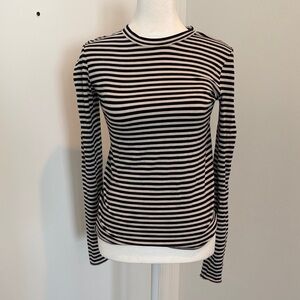 Splendid Black and White Striped Long Sleeve Top